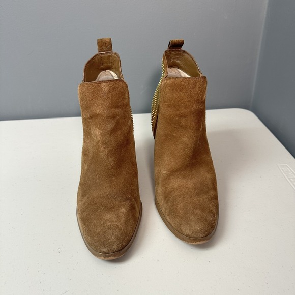 Michael Kors Womens 9.5C Camel Suede Studed Western booties 3 In Heel Boho - Picture 1 of 7